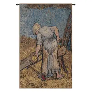 Vincent Van Gogh Flax Harvest Tapestry Wall Hanging 36 x 21 in Impressionist Countryside Jacquard Woven Fine Art Decor