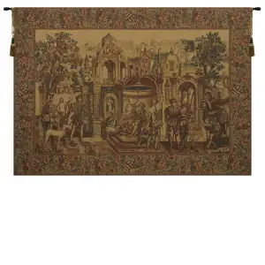 ArtThe King's Departure Belgian Tapestry Wall Hanging 52x72 Jacquard Woven Medieval Royal Wall Art