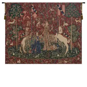 Medieval Taste Lady and Unicorn Tapestry Wall Hanging 54 x 69 in French Jacquard Woven Renaissance Wall Decor