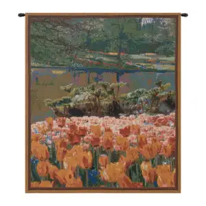 Keukenhof Mini Belgian Tapestry Wall Hanging 21x18 Inch Cotton Jacquard Woven Wall Tapestry