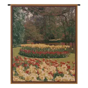Keukenhof Mini Belgian Tapestry Wall Hanging 21x18 Inch Cotton Jacquard Woven Wall Tapestry