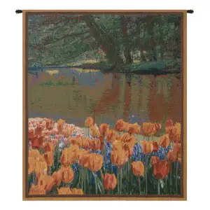 Keukenhof Mini Belgian Tapestry Wall Hanging 21x18 Inch Cotton Jacquard Woven Wall Tapestry