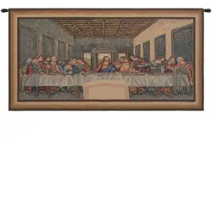 Leonardo da Vinci Last Supper II Tapestry Wall Hanging 24 x 47 in Renaissance Religious Jacquard Woven Wall Decor - A - H 24" x W 47"