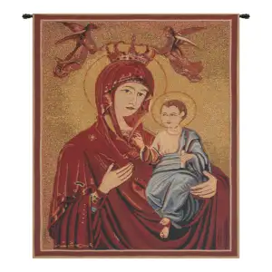 Madonna and Child II Belgian Tapestry Wall Hanging 28 x 21 in Religious Jacquard Woven Renaissance Wall Art Decor