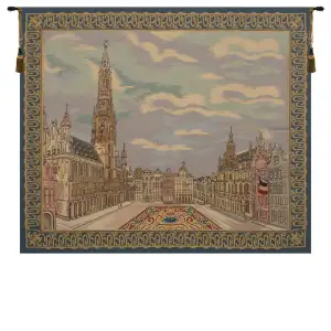 Brussels Place Belgian Tapestry Wall Hanging 37x44 Inch Cotton Jacquard Woven Wall Tapestry