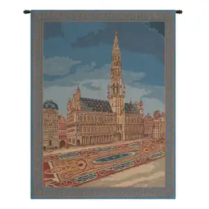 Brussels Place Belgian Tapestry Wall Hanging 27x21 Inch Cotton Jacquard Woven Wall Tapestry
