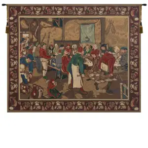 Medieval Wedding Feast Tapestry Wall Hanging 33 x 42 in Renaissance Banquet Jacquard Woven European Wall Decor