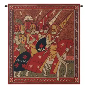 Godfrey of Bouillon Tapestry Wall Hanging 26 x 21 in Medieval Knight Crusader Jacquard Woven European Wall Decor - A - H 26" x W 21"