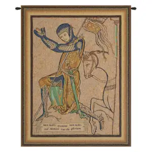 Croise Genoux Tapestry Wall Hanging 22 x 17 in Medieval Knight Crusader Jacquard Woven European Wall Art Decor - A - H 22" x W 17"