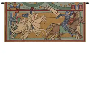 Chevaliers de St Gregoire Tapestry Wall Hanging 21 x 45 in Medieval Knights Jacquard Woven European Wall Decor