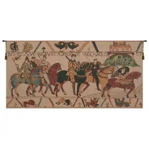 Bayeux Mont St Michel Tapestry Wall Hanging 21 x 43 in Medieval French Jacquard Woven Historic Wall Decor