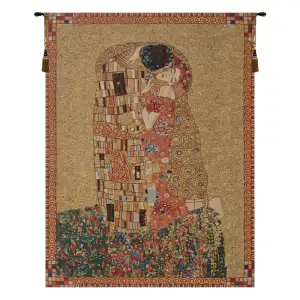 Gustav Klimt The Kiss Tapestry Wall Hanging 44 x 34 in Art Nouveau Jacquard Woven European Wall Decor - D - H 21" x W 18"