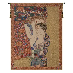 Gustav Klimt Mother and Child Tapestry Wall Hanging 43 x 33 in Art Nouveau Jacquard Woven European Wall Decor - D - H 21" x W 18"