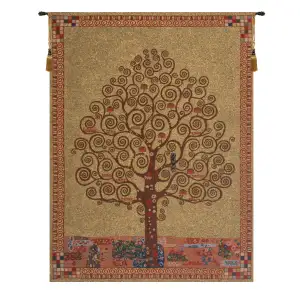 Gustav Klimt Tree of Life Tapestry Wall Hanging 43 x 33 in Art Nouveau Jacquard Woven European Wall Decor - D - H 21" x W 18"