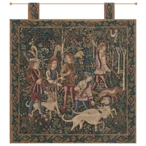 Medieval Unicorn Hunt Tapestry Wall Hanging with Loops 19 x 19 in Jacquard Woven French Renaissance Wall Decor