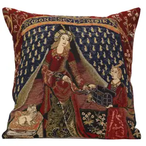 Medieval My Only Desire Tapestry Pillow Cover 16x16 Inch Cotton Jacquard Woven Cushion Cover