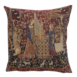 Medieval Hearing II Tapestry Pillow Cover 16x16 Inch Cotton Jacquard Woven Cushion Cover