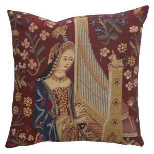 Medieval Hearing III Tapestry Pillow Cover 16x16 Inch Cotton Jacquard Woven Cushion Cover