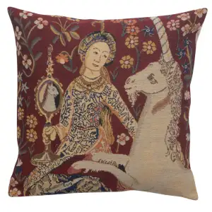 Medieval Sight III Tapestry Pillow Cover 16x16 Inch Cotton Jacquard Woven Cushion Cover