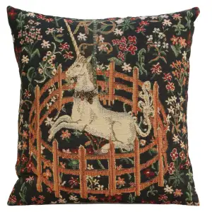 Medieval Unicorn Vintage Tapestry Pillow Cover 16x16 Inch Cotton Jacquard Woven Cushion Cover