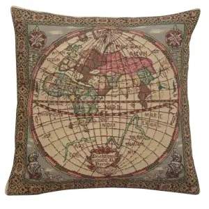 Gerardus Mercator Map of the East Tapestry Pillow Cover 16x16 Inch Cotton Jacquard Woven Cushion Cover