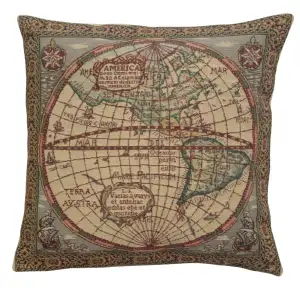Frederik de Wit Map of the West Tapestry Pillow Cover 16x16 Inch Cotton Jacquard Woven Cushion Cover