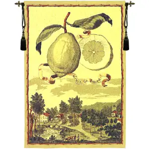 Lemon De Genova Belgian Tapestry Wall Hanging 76x54 Jacquard Woven Botanical Fruit Wall Art
