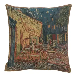 Vincent Van Gogh Terrace Tapestry Pillow Cover 16x16 Inch Cotton Jacquard Woven Cushion Cover