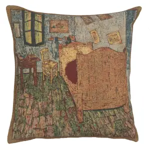 Vincent Van Gogh The Sleeping Room Tapestry Pillow Cover 16x16 Inch Cotton Jacquard Woven Cushion Cover