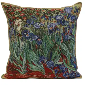 Vincent Van Gogh The Iris I Tapestry Pillow Cover 16x16 Inch Cotton Jacquard Woven Cushion Cover