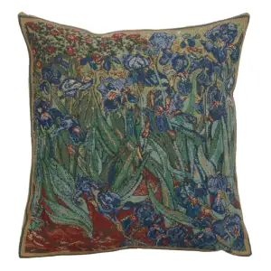 Vincent Van Gogh The Iris II Tapestry Pillow Cover 16x16 Inch Cotton Jacquard Woven Cushion Cover
