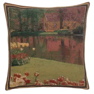 Floral Keukenhof Gardens Tapestry Pillow Cover 16x16 Inch Cotton Jacquard Woven Cushion Cover