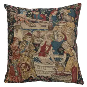 Vendages Belgian Tapestry Pillow Cover 16x16 Inch Cotton Jacquard Woven Cushion Cover