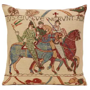 Bayeux Mont St. Michel Medieval Tapestry Pillow Cover 16x16 Inch Cotton Jacquard Woven Cushion Cover