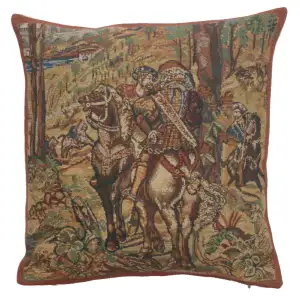 Medieval Vieux Brussels Tapestry Pillow Cover 16x16 Inch Cotton Jacquard Woven Cushion Cover