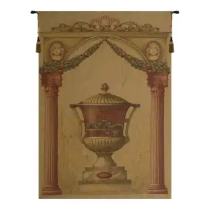 Old Urn 4 Belgian Tapestry Wall Hanging 76x51 Jacquard Woven Floral Vase Wall Art