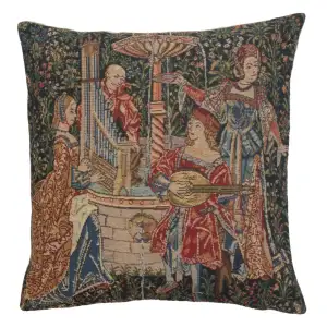 Medieval The Concert Tapestry Pillow Cover 16x16 Inch Cotton Jacquard Woven Cushion Cover