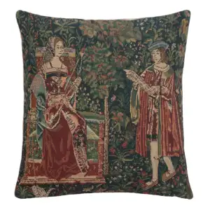 Medieval The Reading Tapestry Pillow Cover 16x16 Inch Cotton Jacquard Woven Cushion Cover
