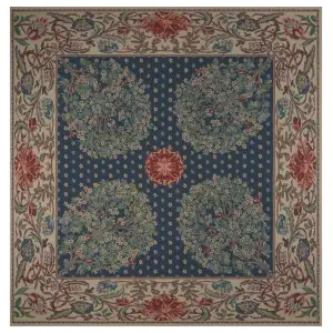 Tree of Life Blue Belgian Jacquard Woven Tapestry Throw Blanket 59x59 Inch Decor