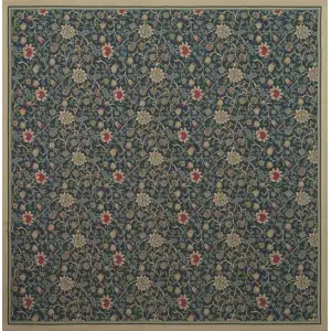 Fleurs de Morris Belgian Jacquard Woven Tapestry Throw Blanket 59x59 Inch Floral Decor