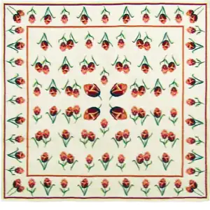 The Tulips Belgian Jacquard Woven Tapestry Throw Blanket 59x59 Inch Floral Decor