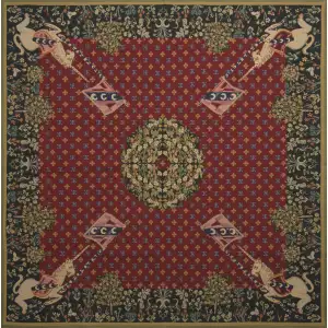 Dame a la Licorne Belgian Jacquard Woven Tapestry Throw Blanket 59x59 Inch Medieval Decor