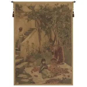 Waterhouse The Orange Gatherers Vintage Tapestry Wall Hanging 54 x 36 in Jacquard Woven Pre-Raphaelite Wall Art