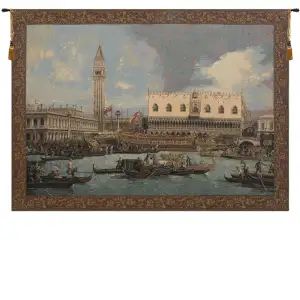 Canaletto Bucintoro at the Dock Italian Tapestry Wall Hanging 37x50 Inch Cotton Jacquard Woven Wall Tapestry