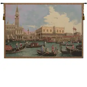 Canaletto Bucintoro Venice Italian Tapestry Wall Hanging 36x54 Inch Cotton Jacquard Woven Wall Tapestry