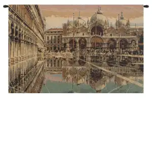 Alta Marea in Piazza San Marco Italian Tapestry Wall Hanging 17x25 Inch Cotton Jacquard Woven Wall Tapestry
