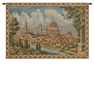 Firenze Veduta Italian Tapestry Wall Hanging 12x19 Inch Cotton Jacquard Woven Wall Tapestry