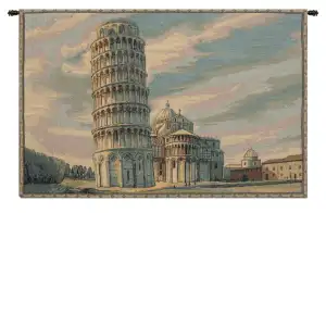 Canaletto Torre di Pisa Tapestry Wall Hanging 12 x 19 in Italian Landmark Jacquard Woven European Wall Decor