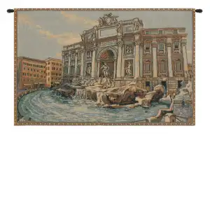 Canaletto Fontana di Trevi Tapestry Wall Hanging 12 x 19 in Rome Landmark Jacquard Woven Italian Wall Decor