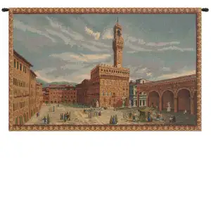 Alberto Passini Palazzo Vecchio Firenze Italian Tapestry Wall Hanging 11x19 Inch Cotton Jacquard Woven Wall Tapestry - A - H 11" x W 19"